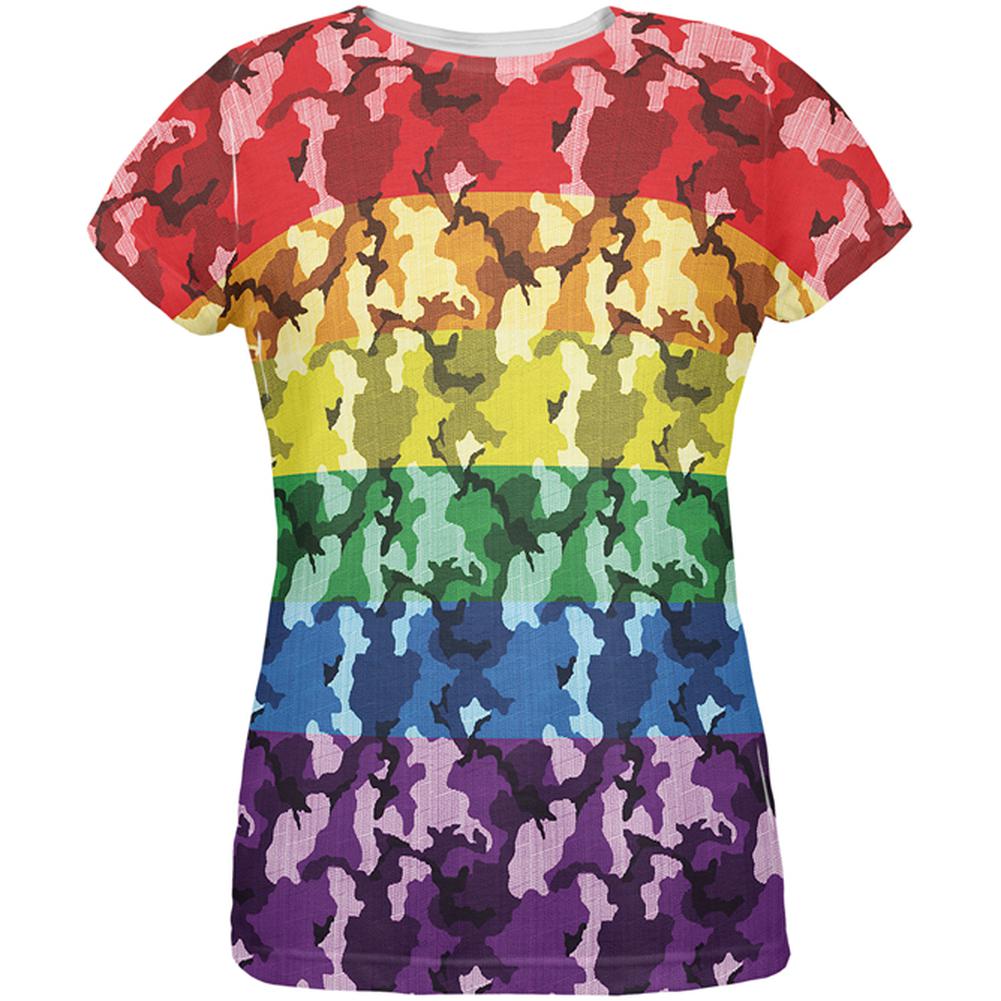 LGBT Camo Pride In The Military All Over Womens T Shirt Women's T-Shirts Old Glory LG Multi