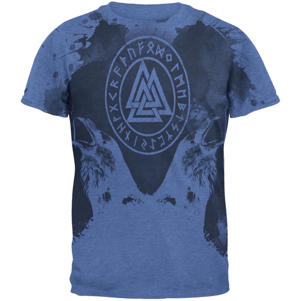 Viking Odin's Ravens Huginn And Muninn Mens T Shirt Men's T-Shirts Old Glory LG Heather Royal