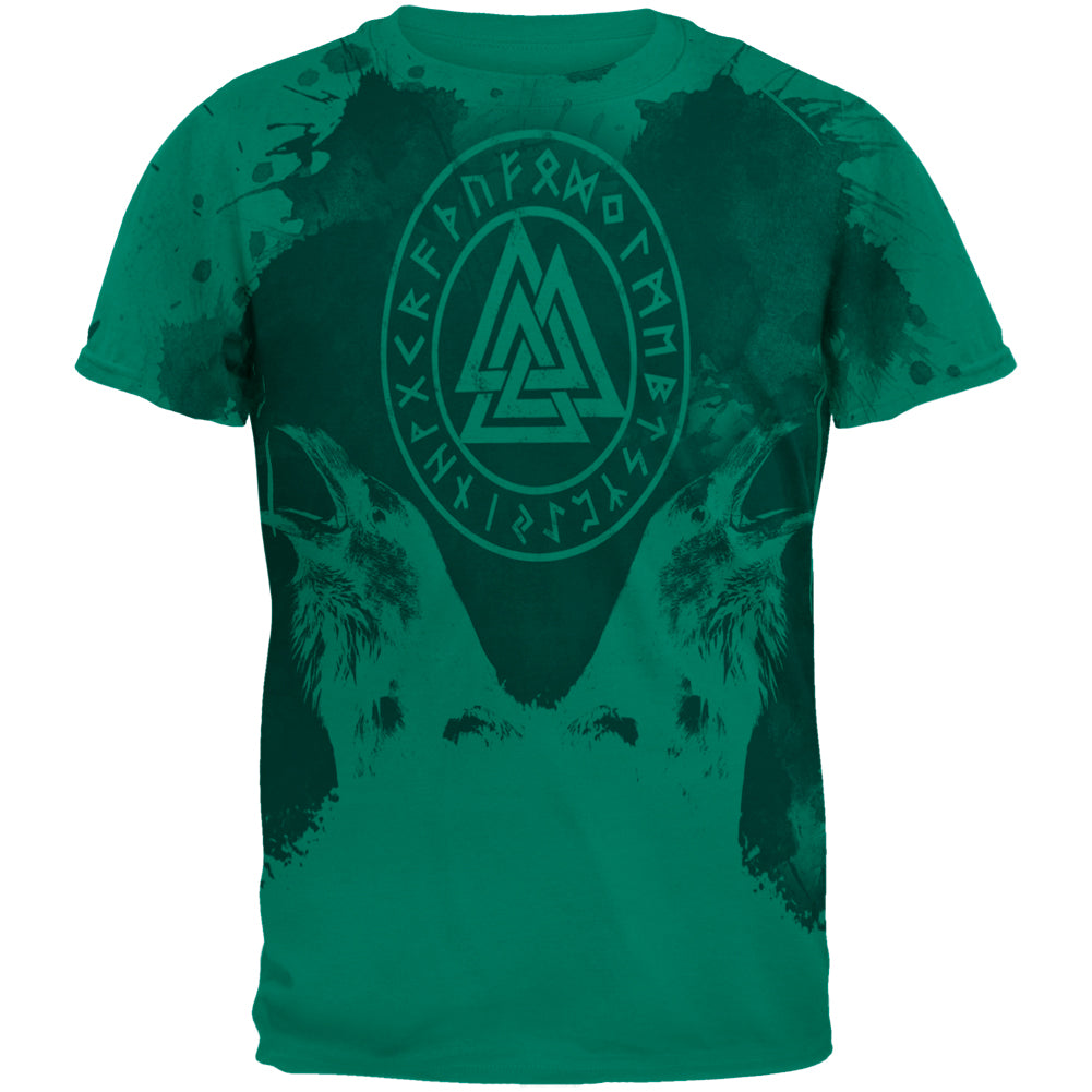 Viking Odin's Ravens Huginn And Muninn Mens T Shirt Men's T-Shirts Old Glory 2XL Jade Dome