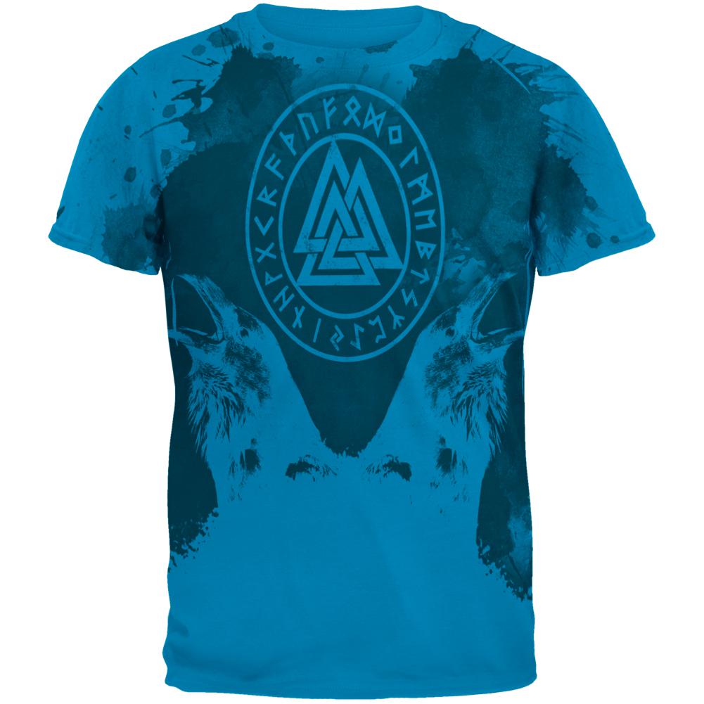 Viking Odin's Ravens Huginn And Muninn Mens T Shirt Men's T-Shirts Old Glory MD Sapphire