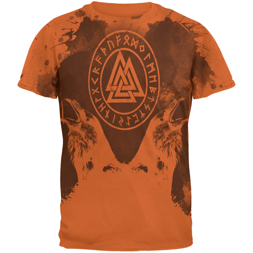 Viking Odin's Ravens Huginn And Muninn Mens T Shirt Men's T-Shirts Old Glory 2XL Texas Orange