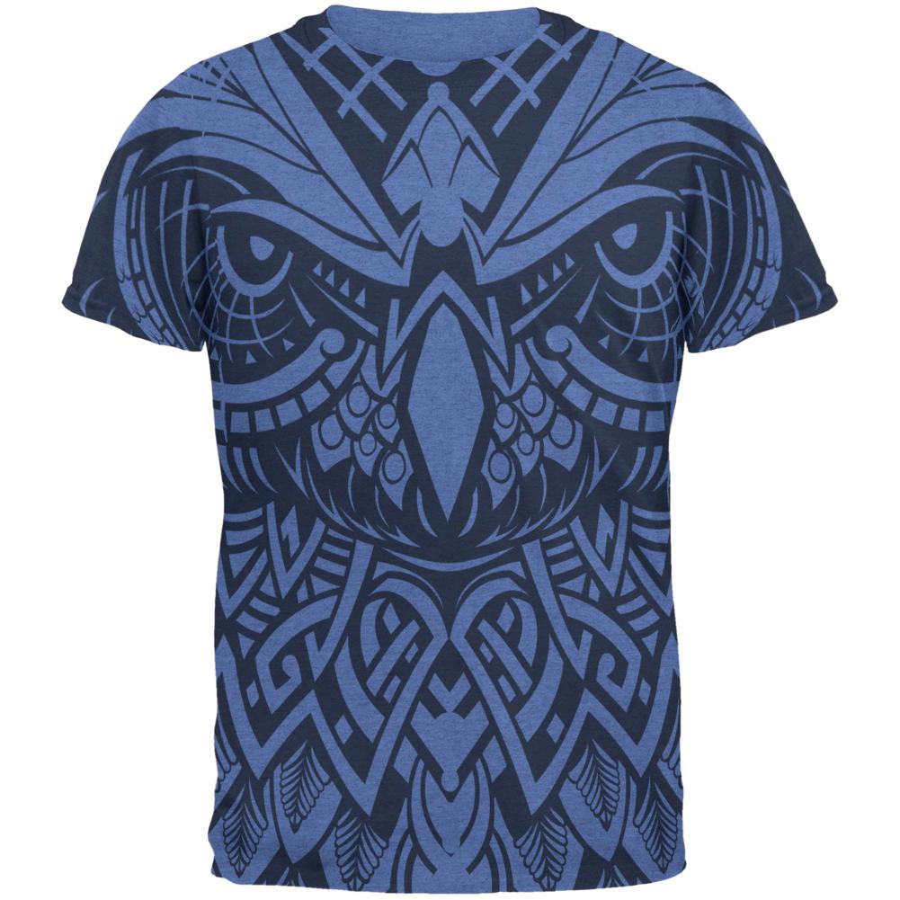 Trippy Tribal Owl Mens T Shirt Men's T-Shirts Old Glory 2XL Heather Royal