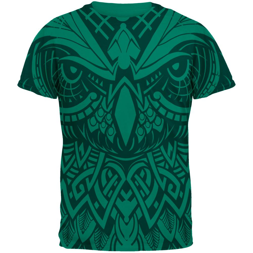 Trippy Tribal Owl Mens T Shirt Men's T-Shirts Old Glory 2XL Jade Dome