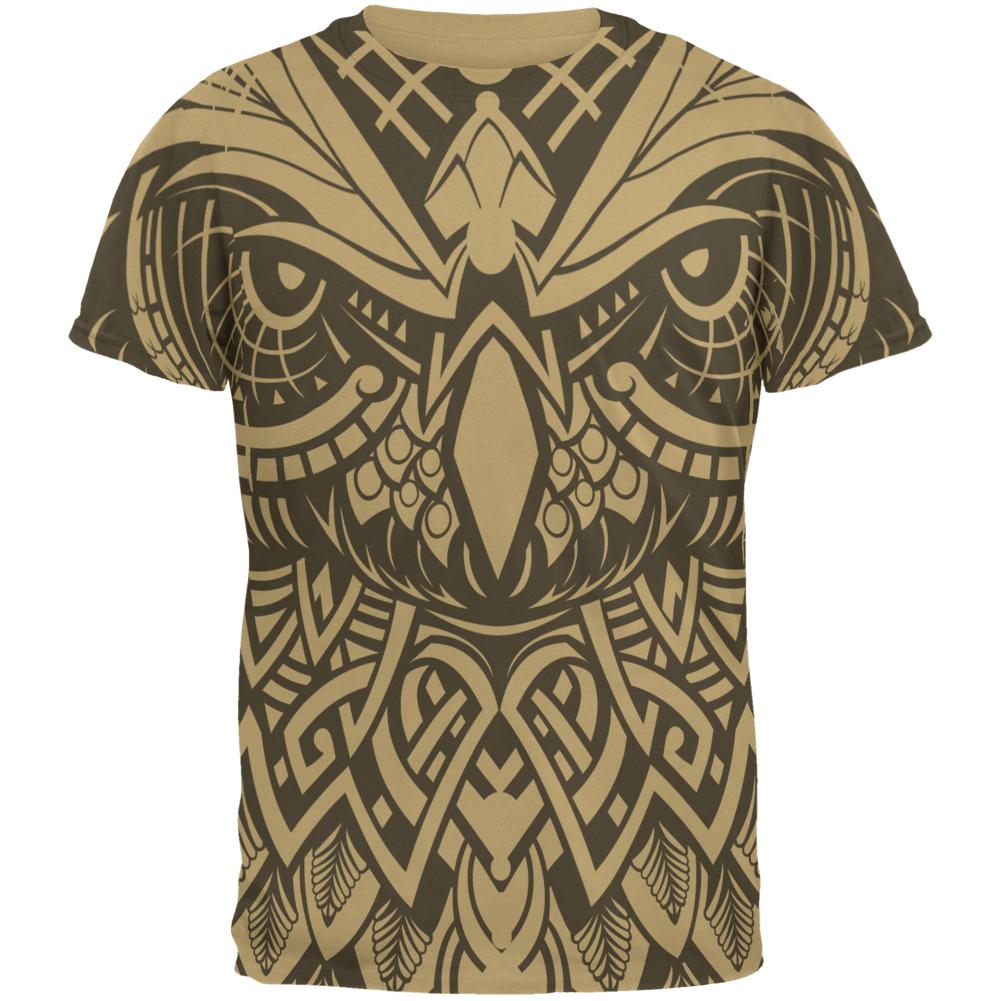 Trippy Tribal Owl Mens T Shirt Men's T-Shirts Old Glory 2XL Tan
