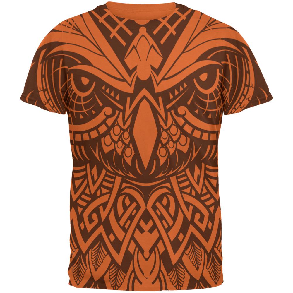 Trippy Tribal Owl Mens T Shirt Men's T-Shirts Old Glory 2XL Texas Orange