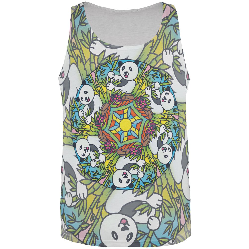 Mandala Trippy Stained Glass Panda All Over Mens Tank Top Men's Tank Tops Old Glory XL Multi