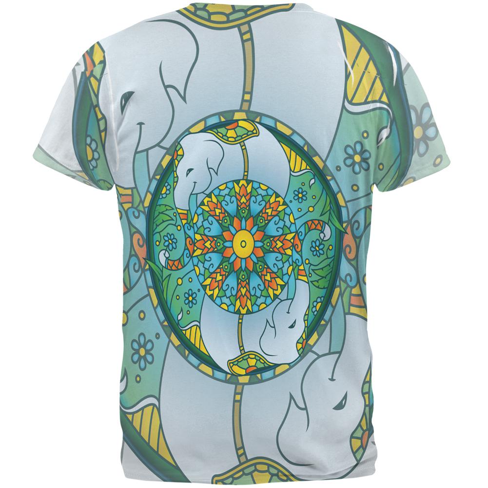 Mandala Trippy Stained Glass Elephant All Over Mens T Shirt Men's T-Shirts Old Glory
