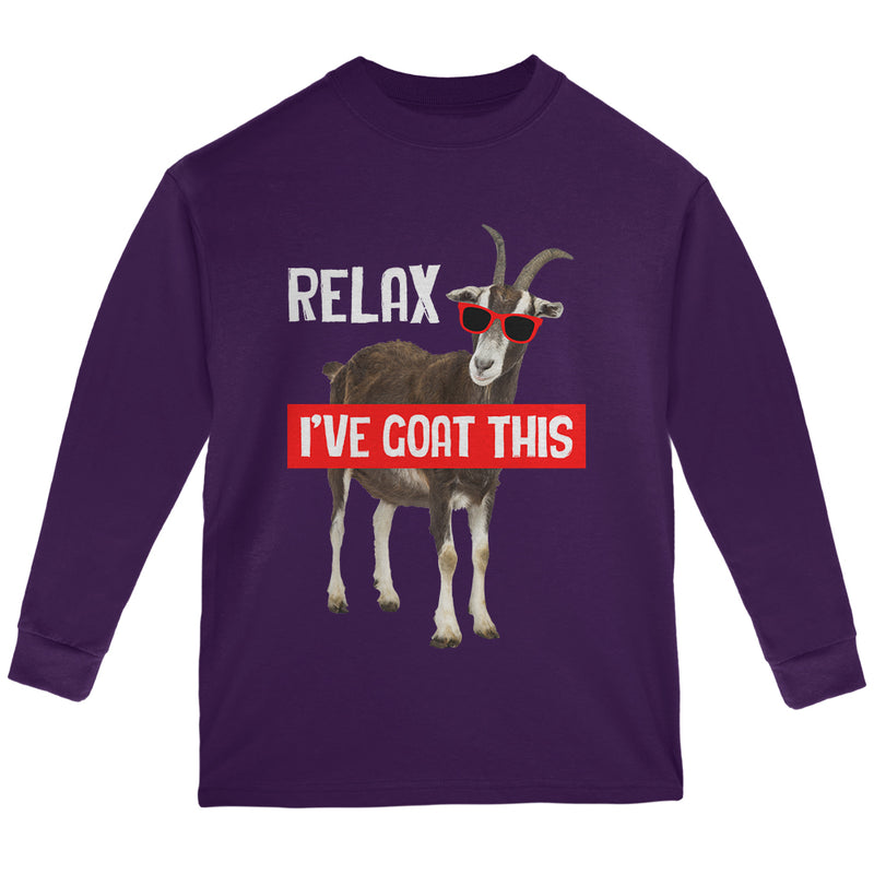 Relax I've Goat Got This Youth Long Sleeve T Shirt Youth Long Sleeves Old Glory YLG Purple