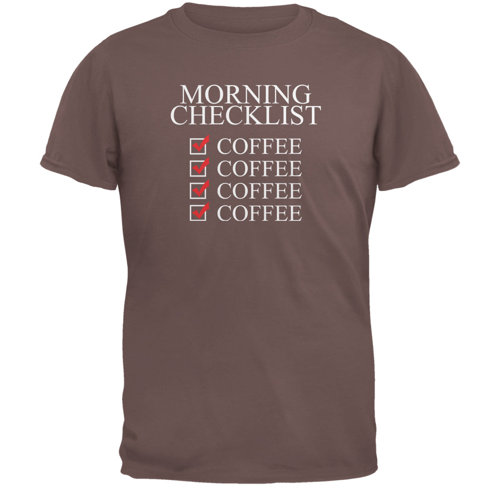 Morning Checklist Coffee Funny Mens T Shirt Men's T-Shirts Old Glory 2XL Chestnut