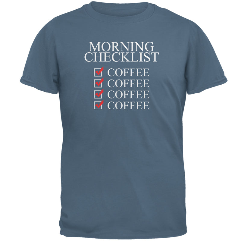Morning Checklist Coffee Funny Mens T Shirt Men's T-Shirts Old Glory 2XL Indigo Blue