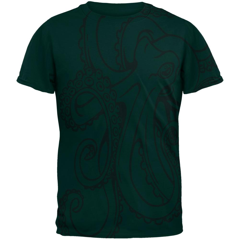 Octopus Outline Mens T Shirt Men's T-Shirts Old Glory 2XL Forest Green