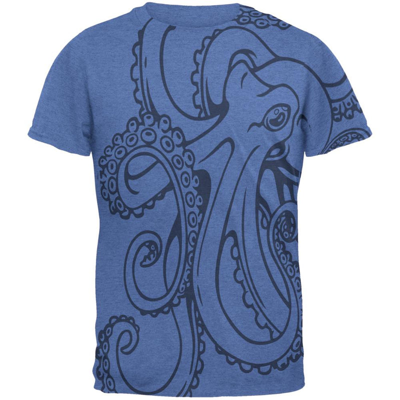 Octopus Outline Mens T Shirt Men's T-Shirts Old Glory 2XL Heather Royal