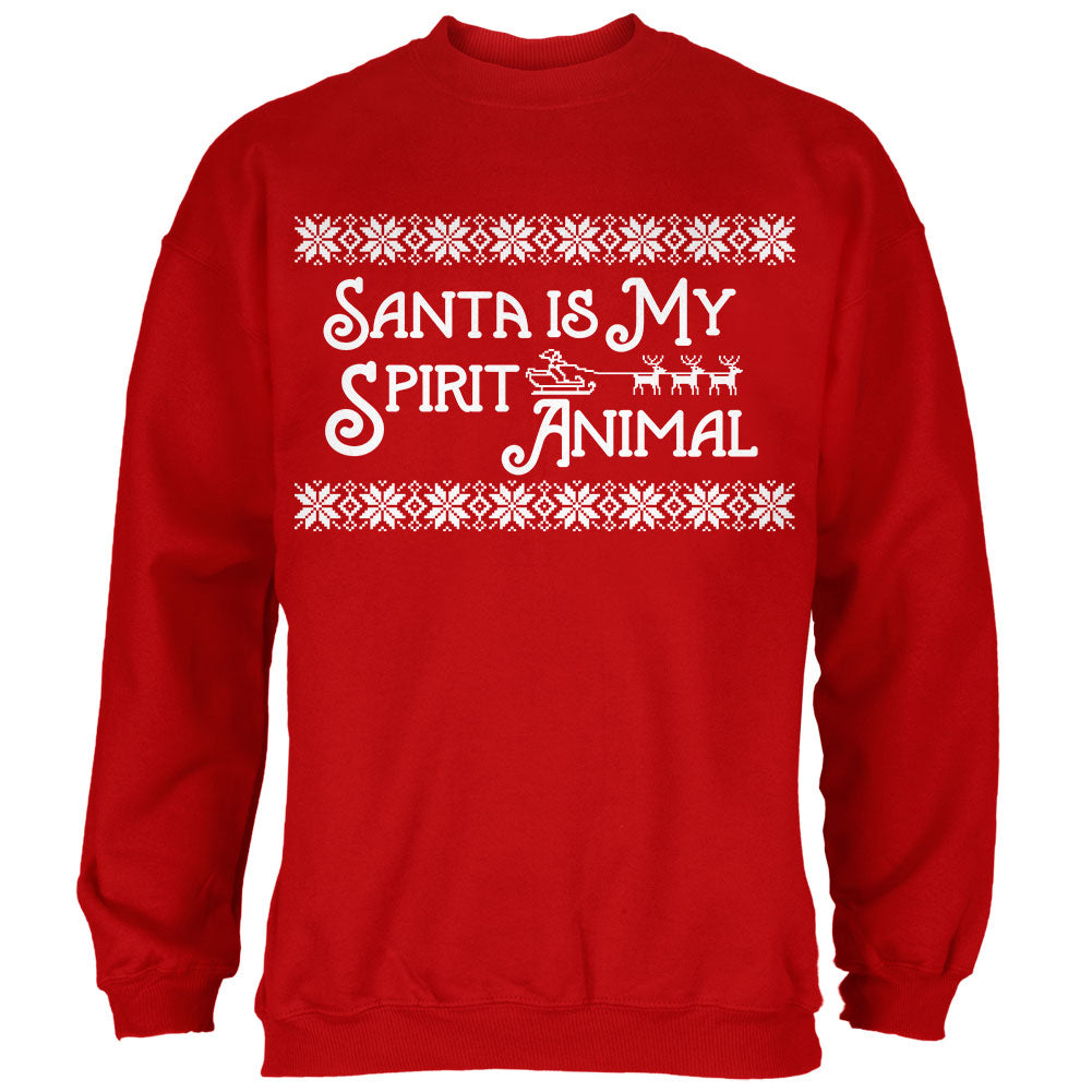 Santa is My Spirit Animal Mens Sweatshirt Men's Sweatshirts Old Glory 2XL Red