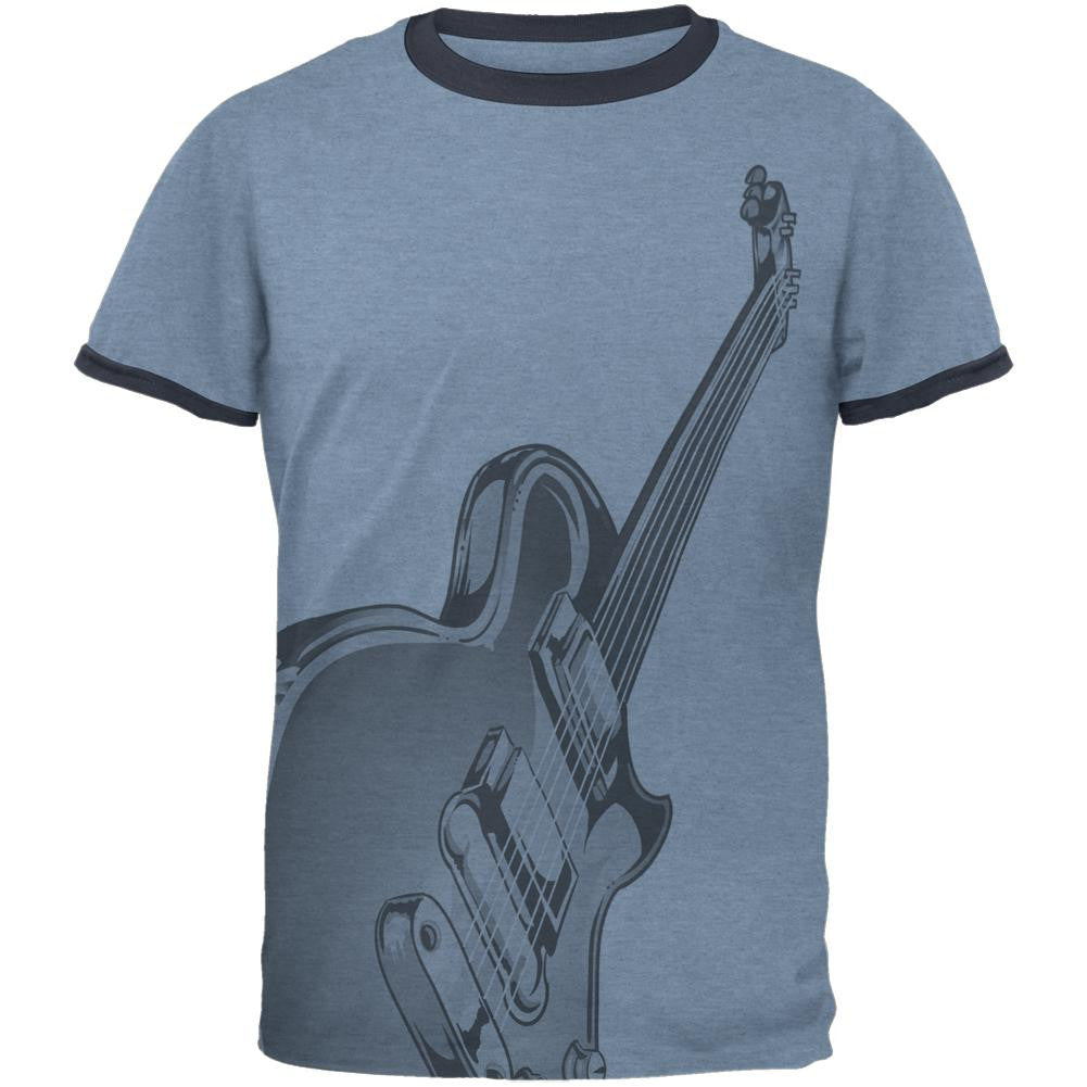 Electric Air Guitar Funny Costume Mens Ringer T Shirt Men's T-Shirts Old Glory 2XL Blue