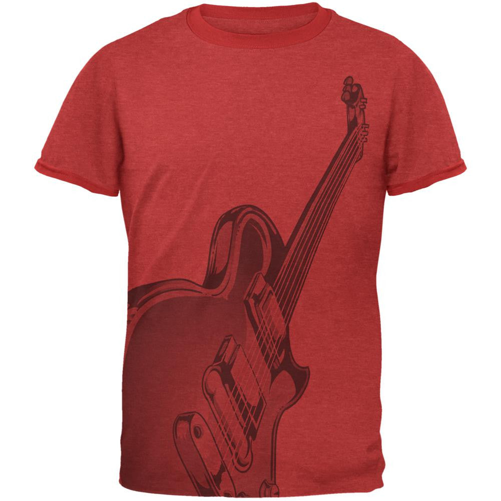 Electric Air Guitar Funny Costume Mens Ringer T Shirt Men's T-Shirts Old Glory 2XL Red