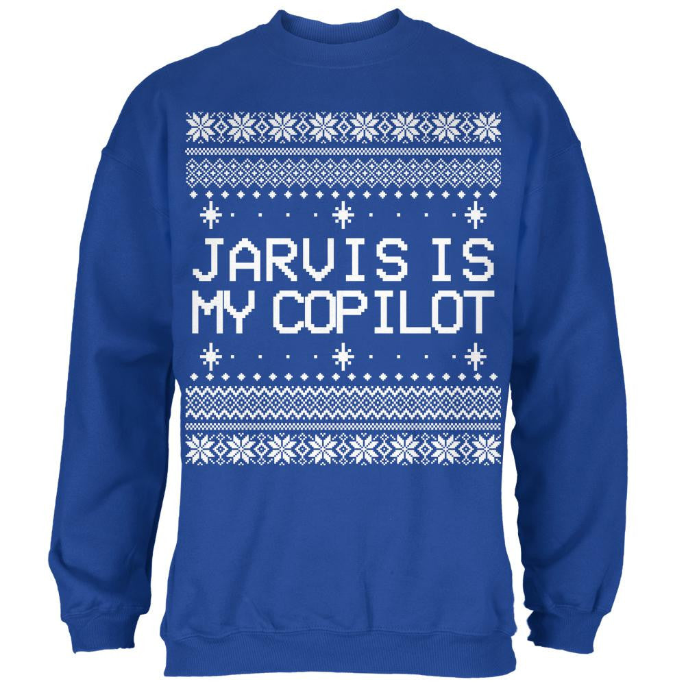 Jarvis Is My Copilot Ugly Christmas Sweater Mens Sweatshirt Men's Sweatshirts Old Glory 2XL Blue