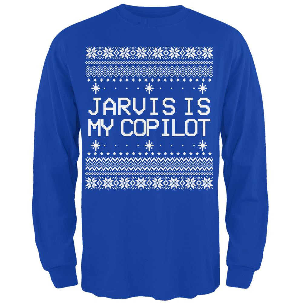 Jarvis Is My Copilot Ugly Christmas Sweater Mens Long Sleeve T Shirt Men's Long Sleeves Old Glory 2XL Blue