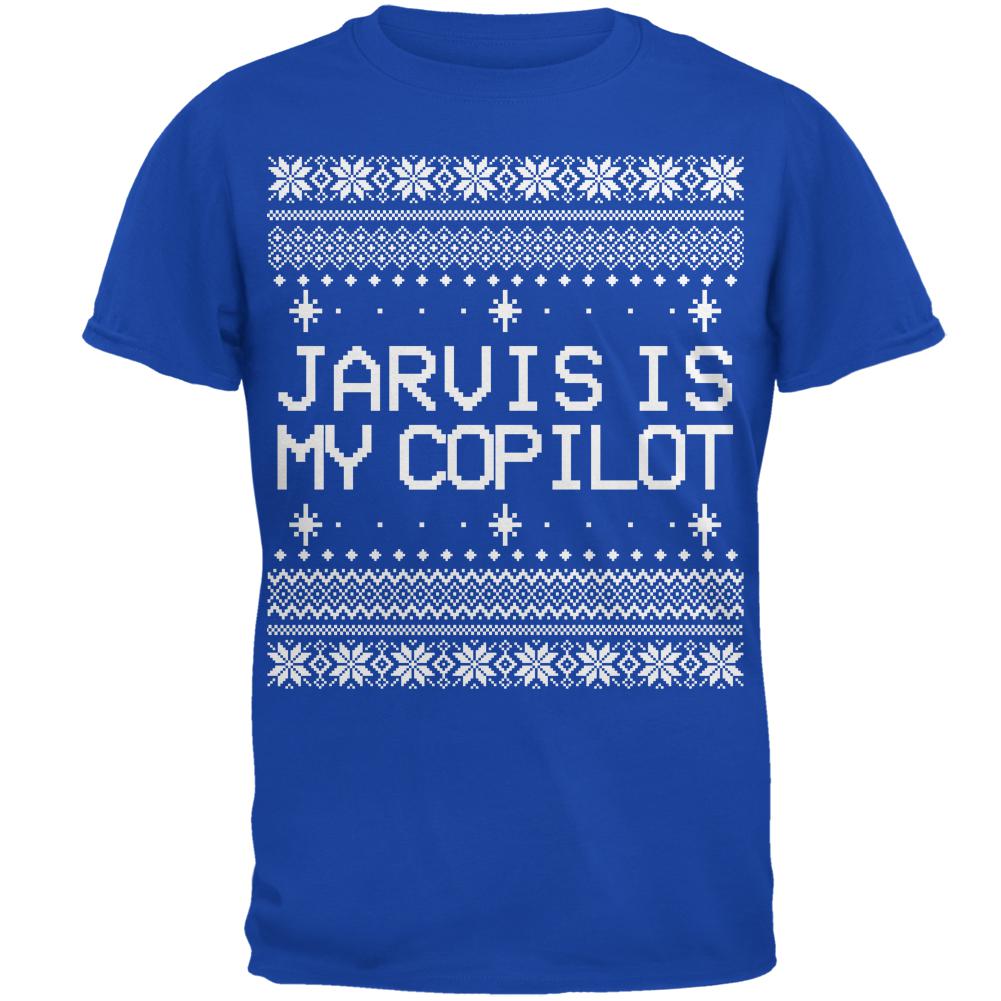 Jarvis Is My Copilot Ugly Christmas Sweater Mens T Shirt Men's T-Shirts Old Glory 2XL Blue