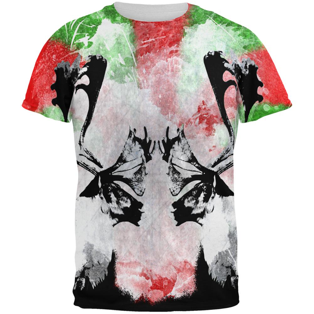 Christmas Reindeer Distressed Splatter All Over Mens T Shirt Men's T-Shirts Old Glory 2XL Multi