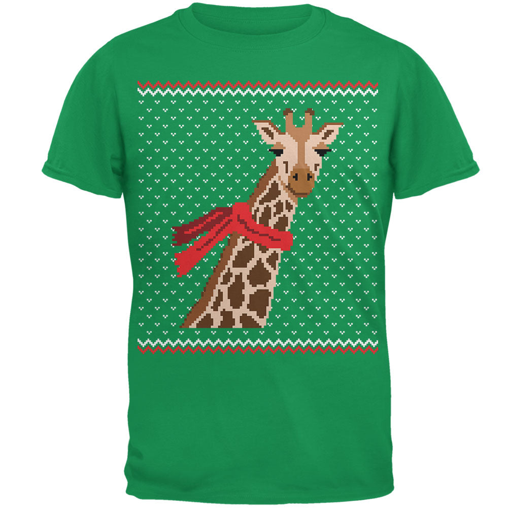 Big Giraffe Scarf Ugly Christmas Sweater Mens T Shirt Men's T-Shirts Old Glory 2XL Green