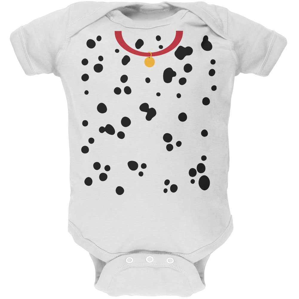 Halloween Dalmatian Puppy Costume Soft Baby One Piece Red Collar Baby One Piece Old Glory 0-3M White