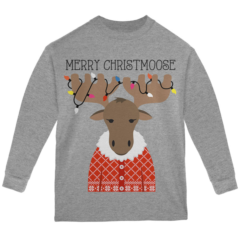 Christmas Merry ChristMoose Moose Youth Long Sleeve T Shirt Youth Long Sleeves Old Glory YLG Grey