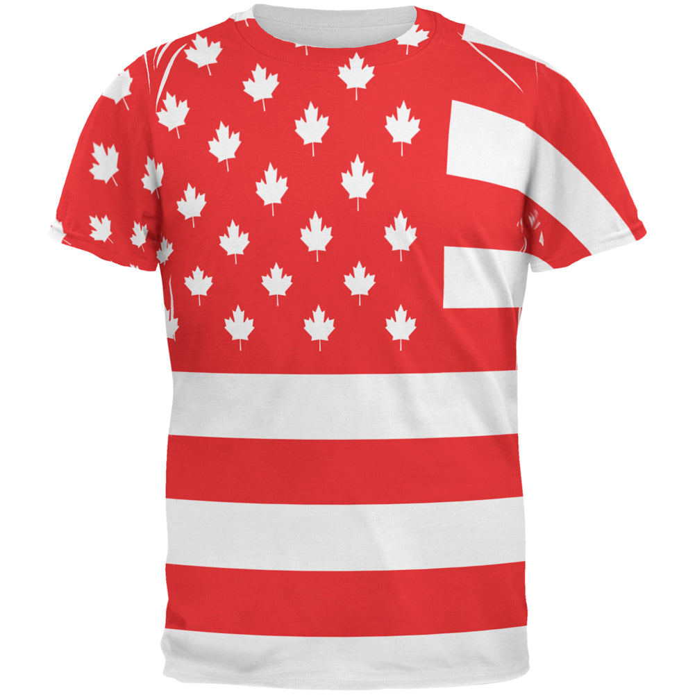 Canadian American Flag All Over Mens T Shirt Men's T-Shirts Old Glory 2XL Multicolored