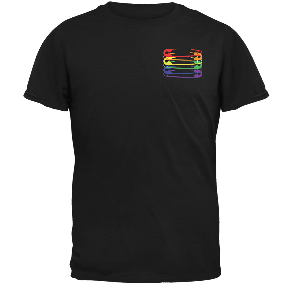 Safety Pin Rainbow LGBT Mens T Shirt Men's T-Shirts Old Glory 2XL Black