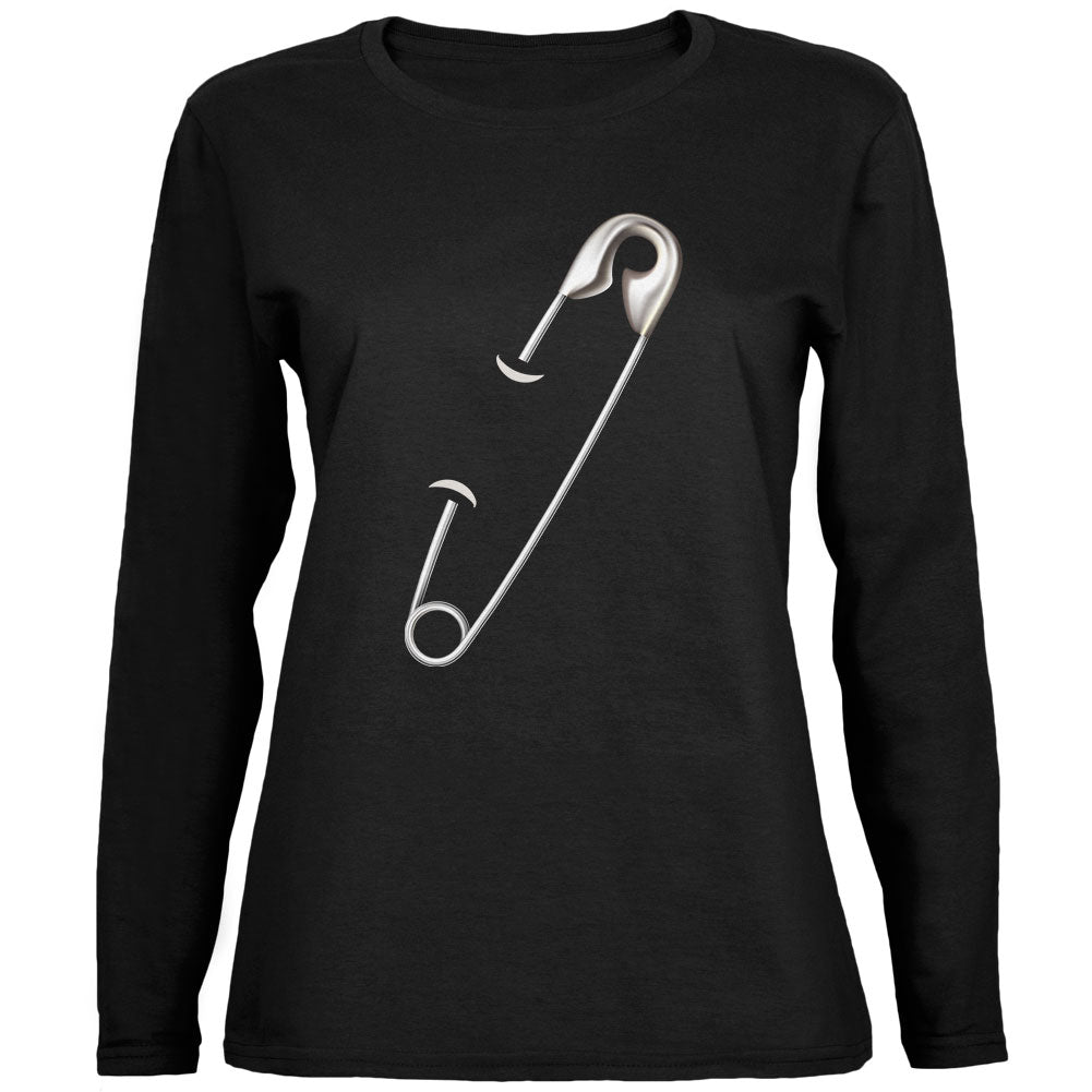 Safety Pin Large Womens Long Sleeve T Shirt Women's Long Sleeves Old Glory 2XL Black