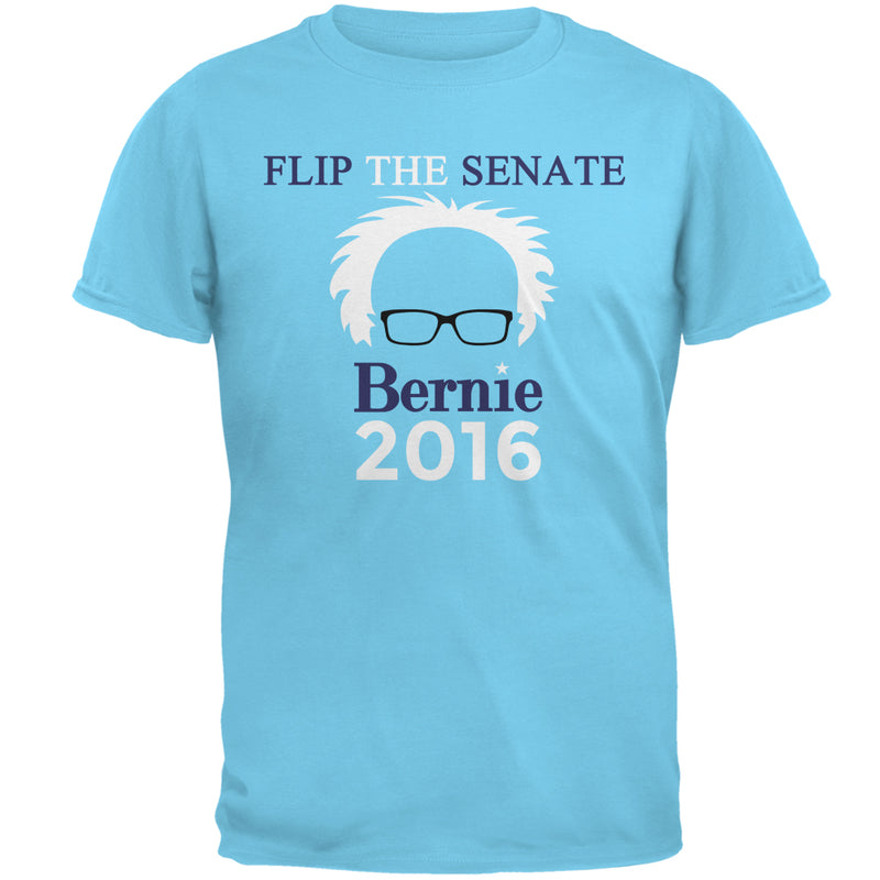 Bernie Sanders Hair Minimalist Flip The Senate Mens T Shirt Men's T-Shirts Old Glory 2XL Sky Blue