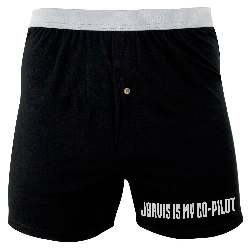 Jarvis Is My Co-Pilot Soft Knit Boxer Men's Boxers & Briefs Old Glory 2XL Black