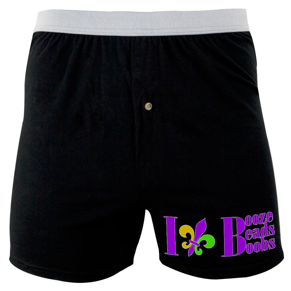 Mardi Gras Booze Beads Boobs Soft Knit Boxer Men's Boxers & Briefs Old Glory 2XL Black