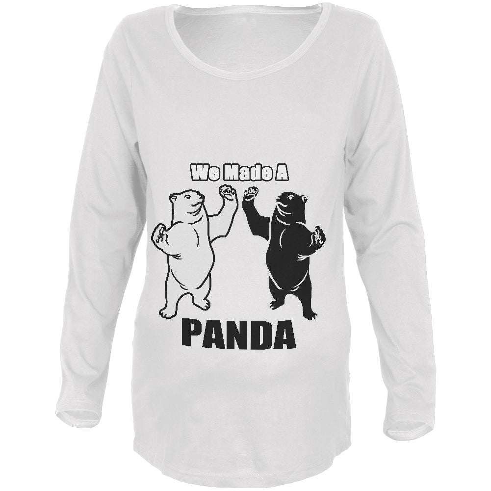 We Made A Panda Funny Maternity Soft Long Sleeve T Shirt Maternity Long Sleeve T-Shirts Old Glory 2XL White