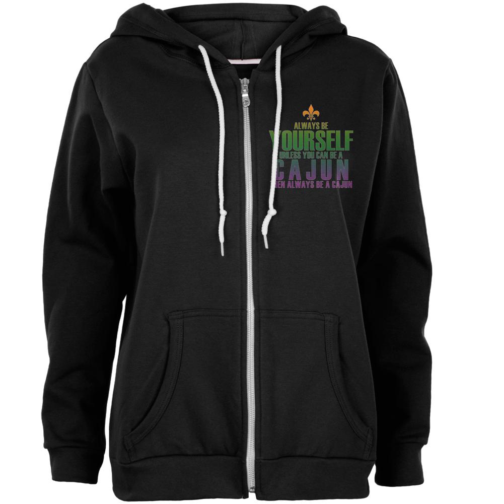 Mardi Gras Always Be Yourself Cajun Womens Full Zip Hoodie Women's Hoodies Old Glory 2XL Black