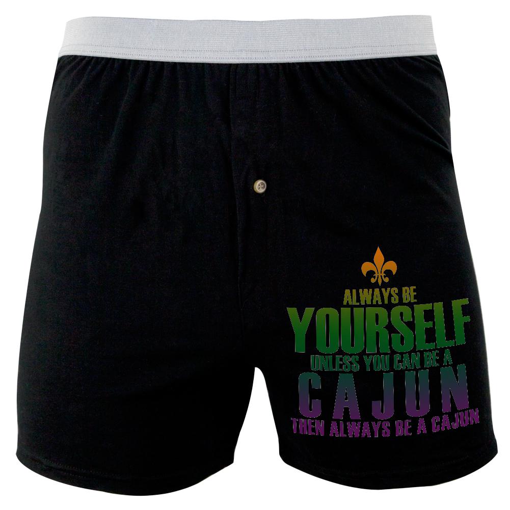 Mardi Gras Always Be Yourself Cajun Soft Knit Boxer Men's Boxers & Briefs Old Glory 2XL Black