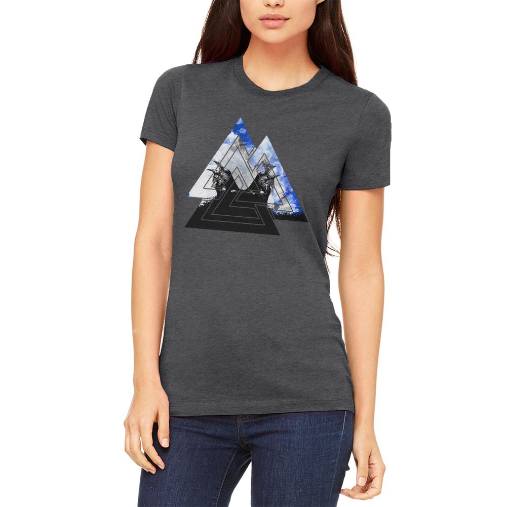Viking Odin Valknut Huginn Muninnn Ravens Juniors Soft T Shirt Juniors T-Shirts Old Glory MD Dark Heather