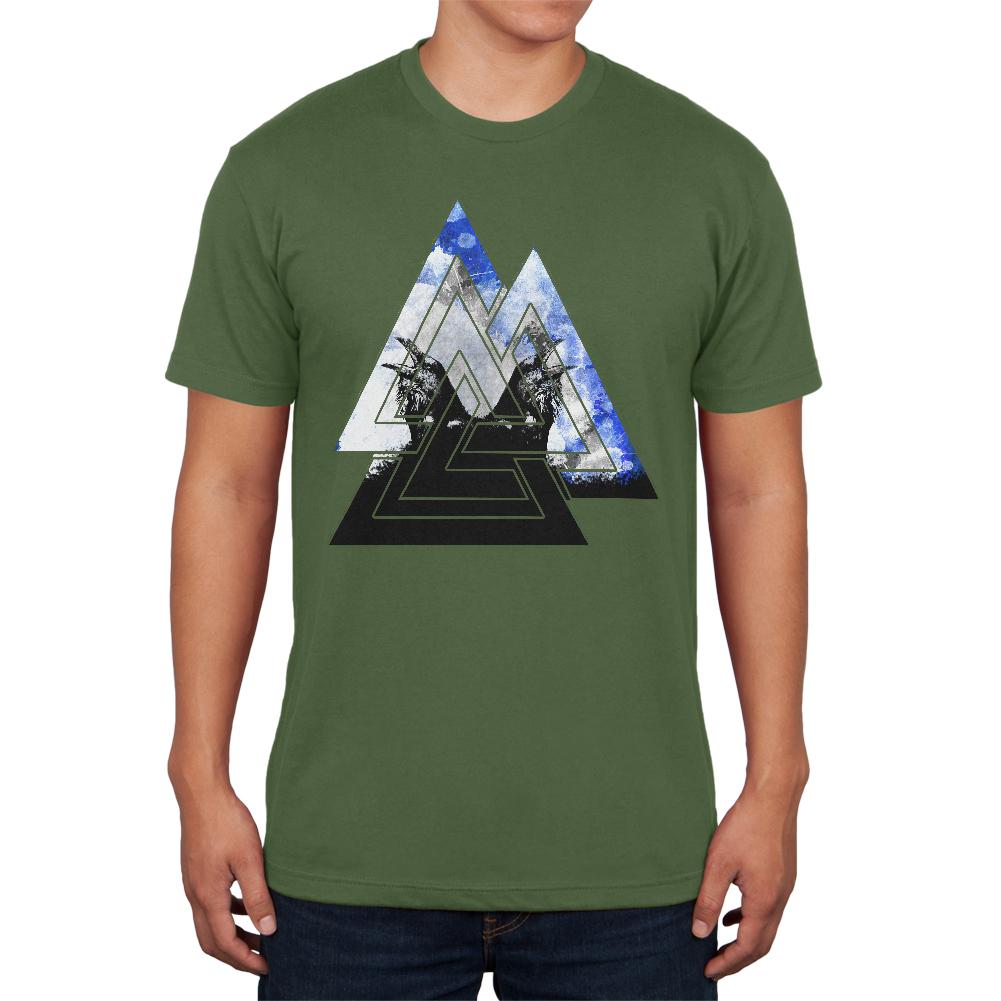 Viking Odin Valknut Huginn Muninnn Ravens Mens T Shirt Men's T-Shirts Old Glory MD Military Green