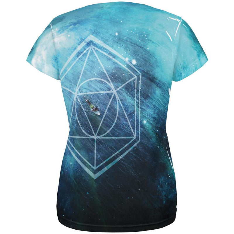 Surfing Sacred Cosmic Waves All Over Womens T Shirt Women's T-Shirts Old Glory