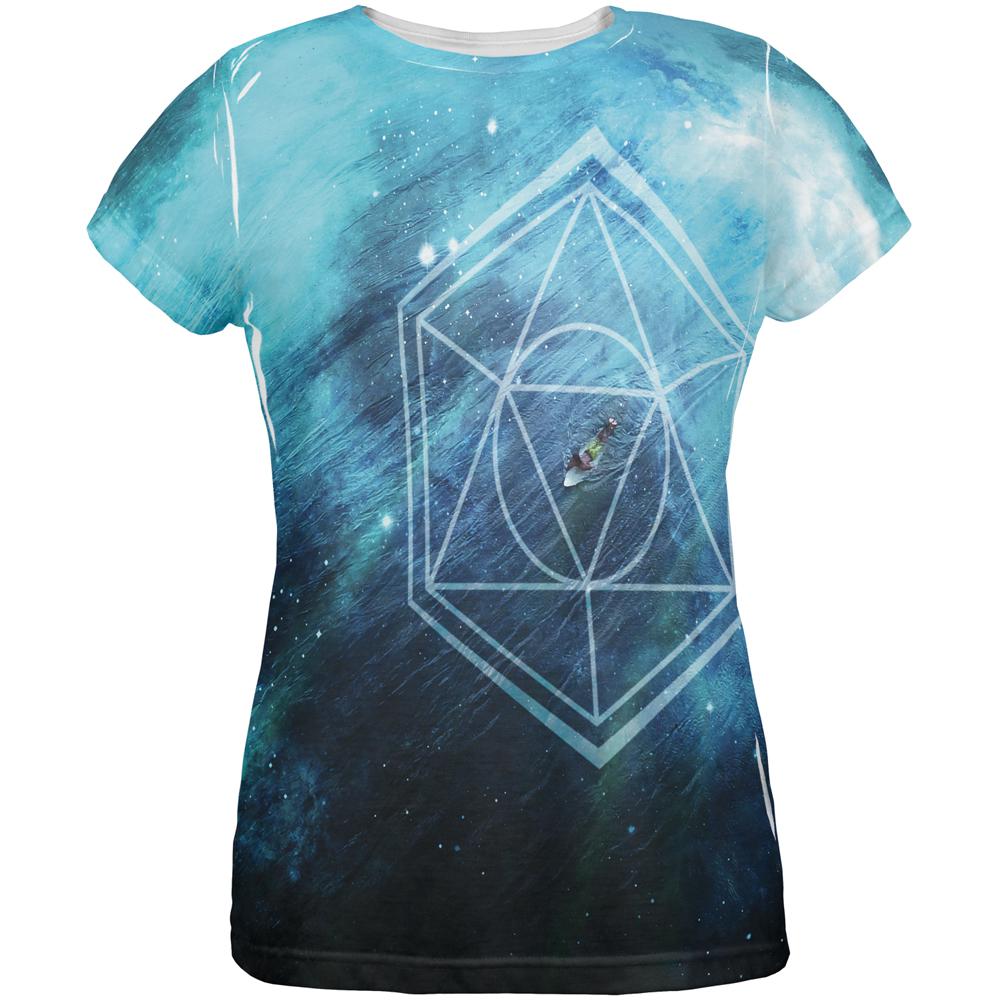 Surfing Sacred Cosmic Waves All Over Womens T Shirt Women's T-Shirts Old Glory 2XL Multi