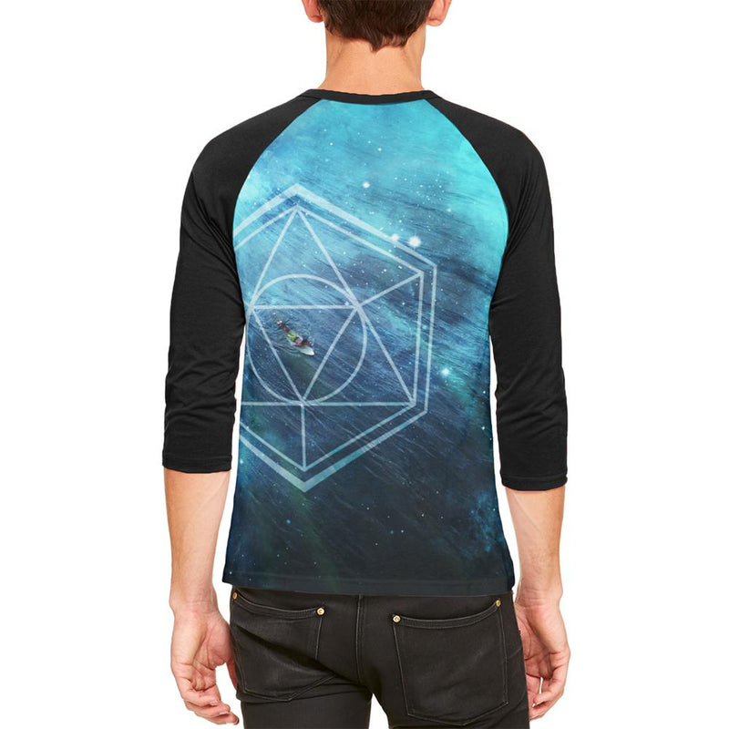 Surfing Sacred Cosmic Waves Mens Raglan T Shirt Men's Raglans Old Glory
