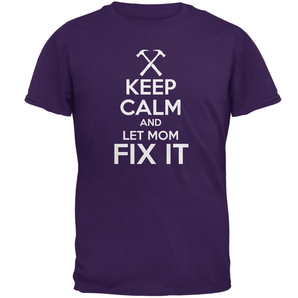 Mother's Day Keep Calm Let Mom Fix It Mens T Shirt Men's T-Shirts Old Glory 2XL Purple