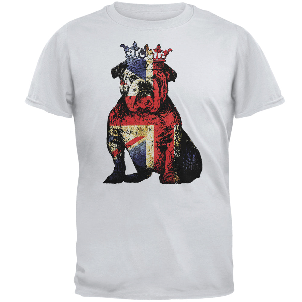 British Bulldog Crown Grunge Flag Mens T Shirt Men's T-Shirts Old Glory MD Grey