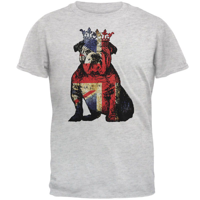 British Bulldog Crown Grunge Flag Mens T Shirt Men's T-Shirts Old Glory 2XL Light Grey