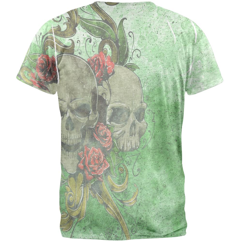 St. Patricks Day Deadly Wild Irish Rose Skull Tattoo Mens T Shirt Men's T-Shirts Old Glory