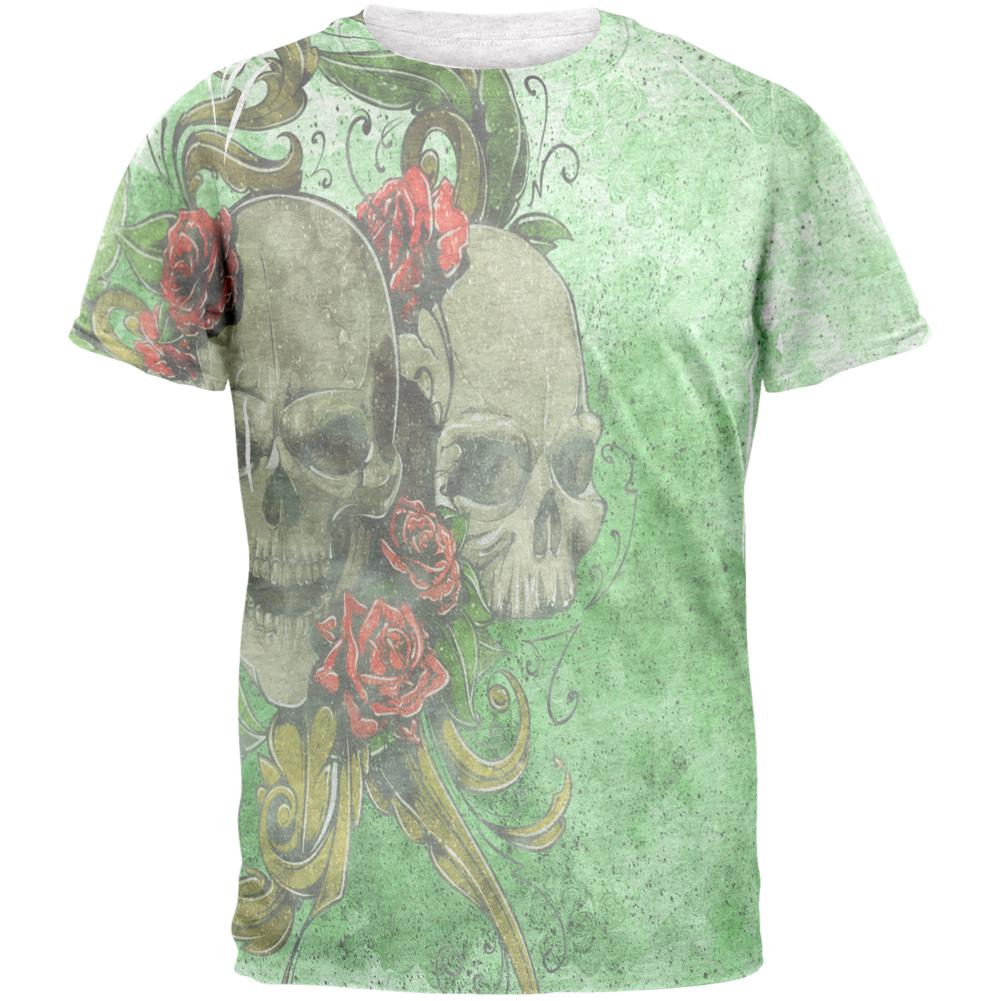 St. Patricks Day Deadly Wild Irish Rose Skull Tattoo Mens T Shirt Men's T-Shirts Old Glory 2XL Heather White