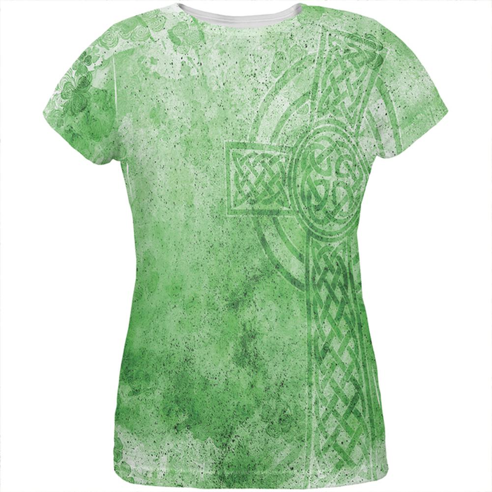 St. Patricks Day Dirty Irish Celtic Cross All Over Womens T Shirt Women's T-Shirts Old Glory SM Multi