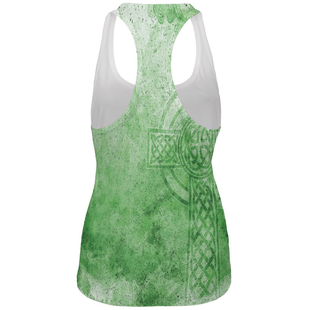 St. Patricks Day Dirty Irish Celtic Cross All Over Womens Work Out Tank Top Women's Tank Tops Old Glory