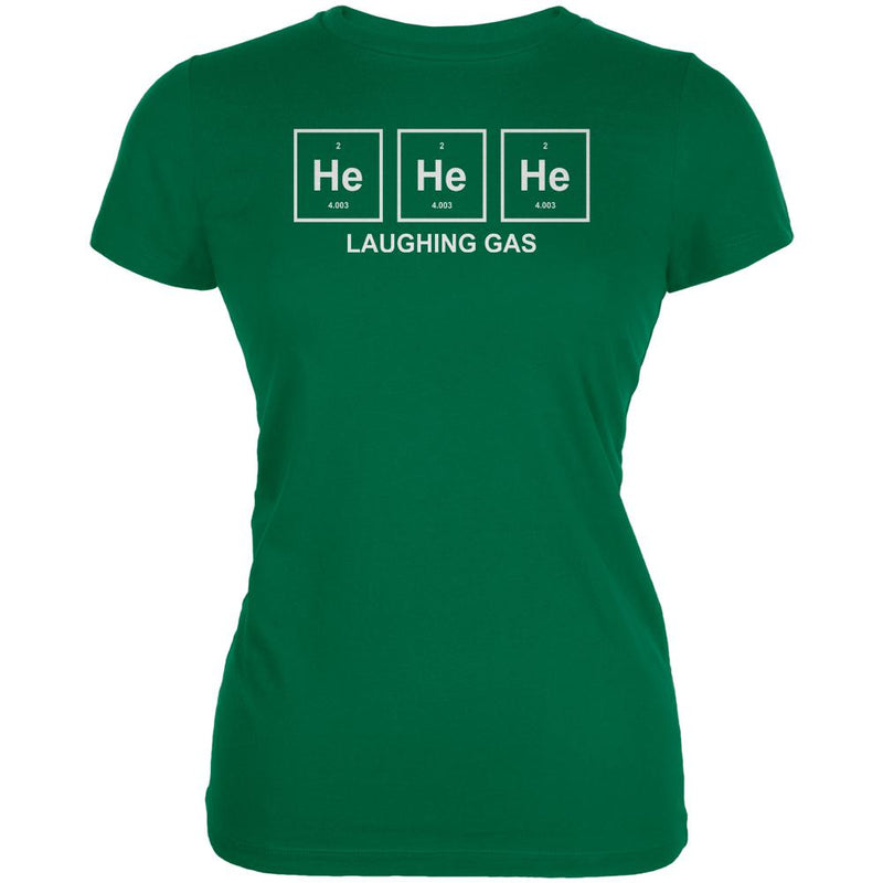 He He He Helium Laughing Gas Funny Periodic Table Juniors Soft T Shirt Juniors T-Shirts Old Glory 2XL Kelly Green
