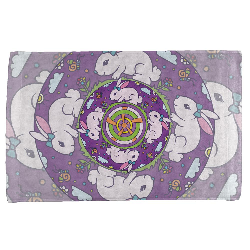 Mandala Trippy Stained Glass Easter Bunny All Over Hand Towel Hand Towel Old Glory OS Multi