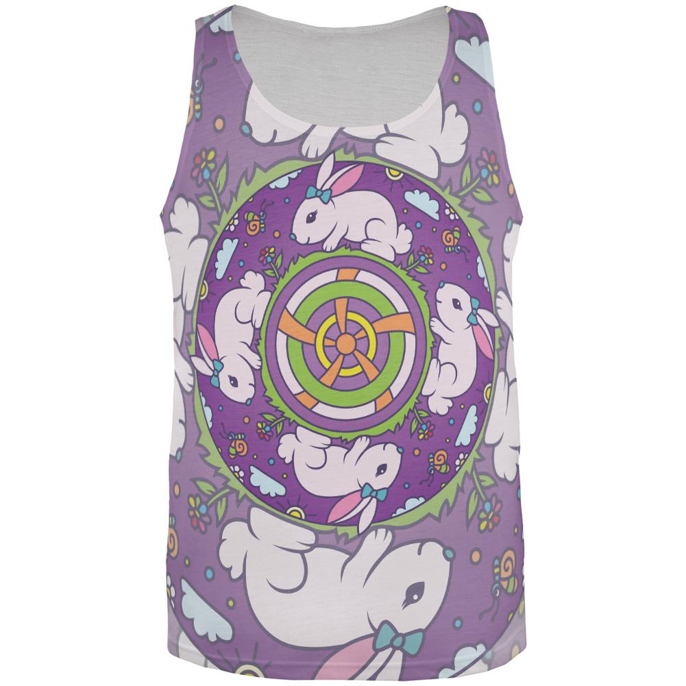 Mandala Trippy Stained Glass Easter Bunny All Over Mens Tank Top Men's Tank Tops Old Glory 2XL Multi